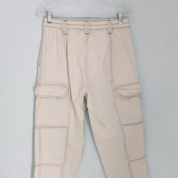 PacSun‎ Elastic Waist Cargo White Cream Cotton Pants Womens Medium (28x27) EUC - Picture 6 of 13